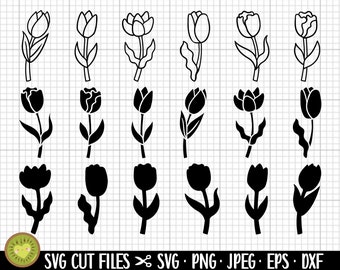 tulip svg bundle commercial use flower svg silhouette vector clipart