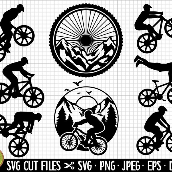 mtb svg bundle mtb png bundle mountain biker silhouette bundle downhill svg png vector bundle