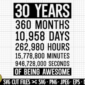 30th birthday svg 30 years old svg 30th birthday png