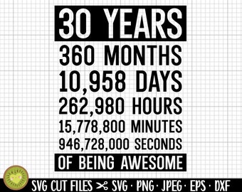 30th birthday svg 30 years old svg 30th birthday png