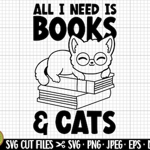 cats and books svg reader svg png cricut