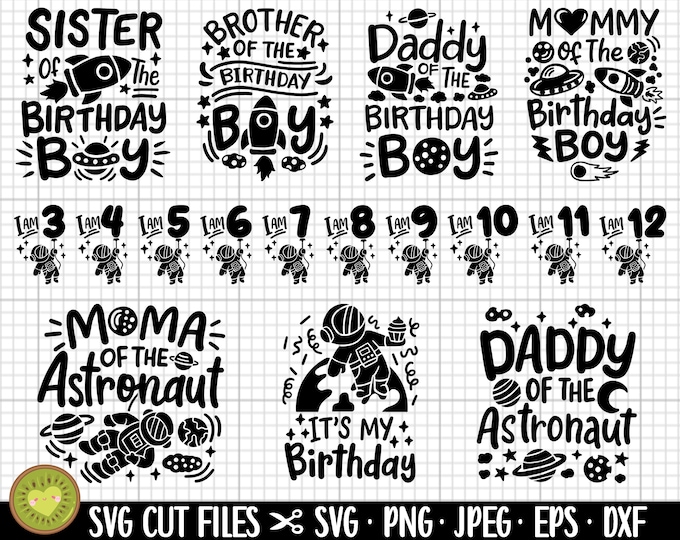 Space SVG, Space Birthday Party SVG, Family Shirt SVG, Mama Dada Shirt ...