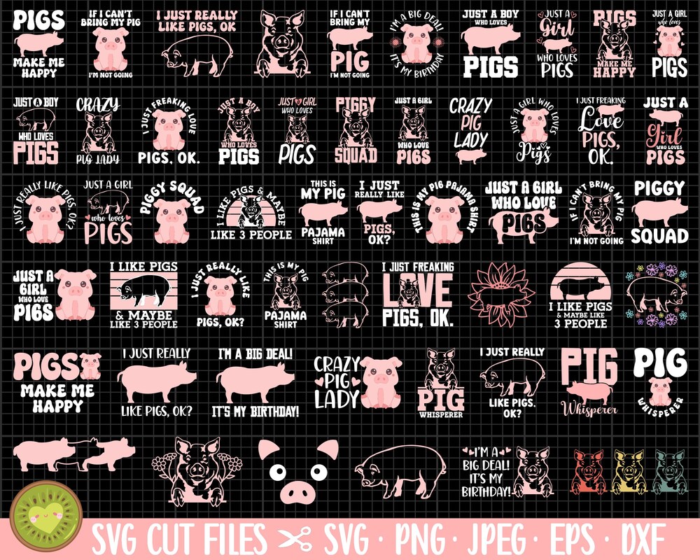 Pig Png Pig Svg Pig Png Bundle Sublimination Commercial Use Pig Eps Dxf Cricut Cut File T Shirt Design Livingmall