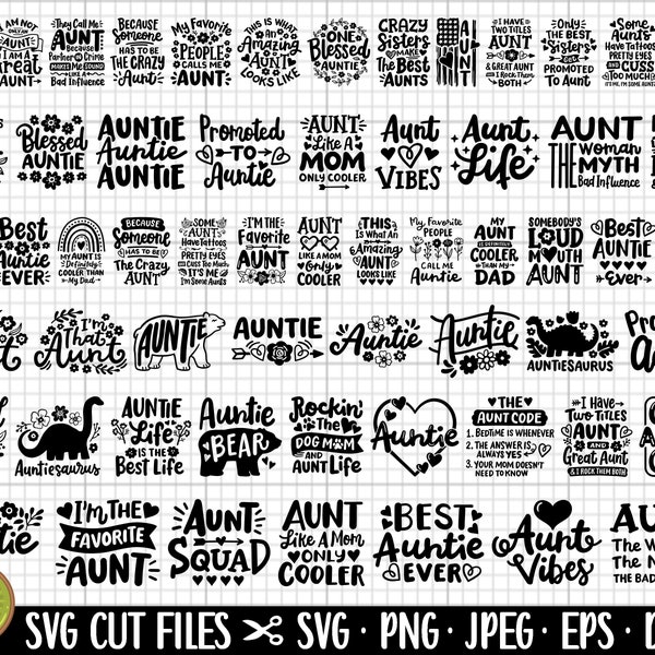 aunt svg bundle cricut auntie svg bundle aunt png bundle free commercial use shirt design eps dxf jpeg jpg vector sublimation