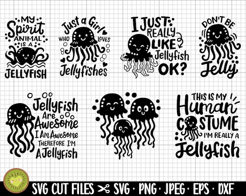 Jellyfish Svg Bundle, Jellyfish Png Bundle, Free Commercial Use Etsy