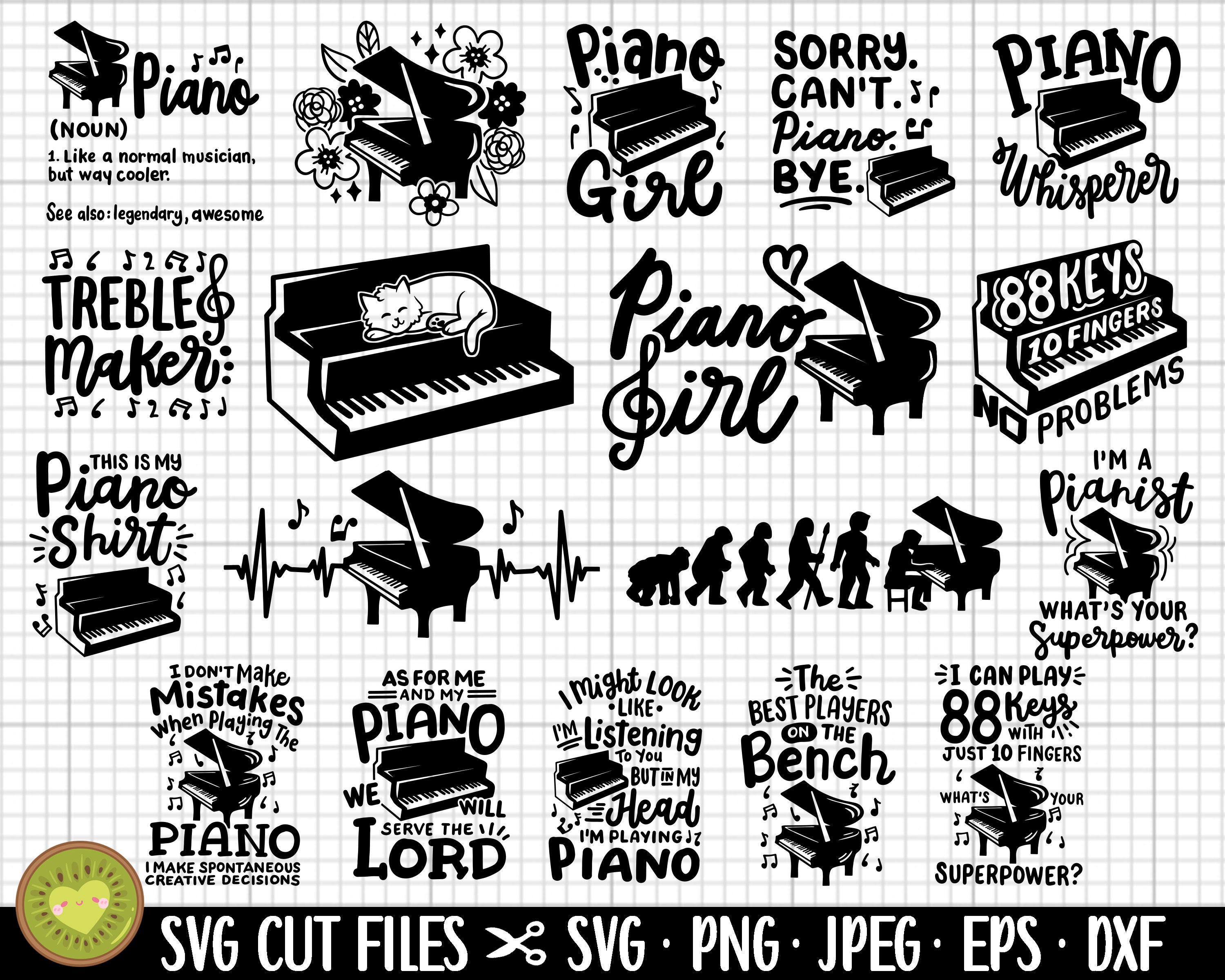 Piano Svg Bundle Cricut Cut File Piano Png Pianist Shirt Design Piano ...