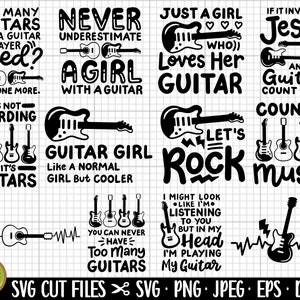 gitaar meisje svg gitarist svg gitaar svg bundel cricut gesneden bestand shirt gitaar png bundel esp dxf jpeg gratis commercieel gebruik ontwerpen