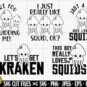 squid svg bundle squid png bundle