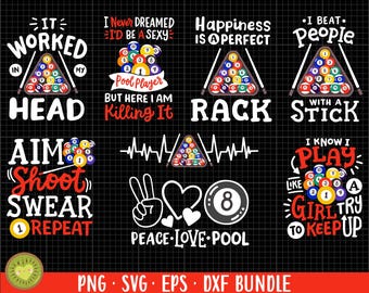 Billard png billard svg piscine png bundle sublimination usage commercial gratuit billard eps dxf cricut coupe fichier vecteur