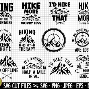 hiking svg bundle hiking png bundle hiker png bundle hiker svg bundle commercial use cricut cut files eps dxf jpeg jpg vector