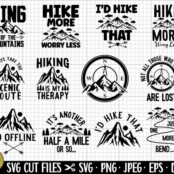 hiking svg bundle hiking png bundle hiker png bundle hiker svg bundle commercial use cricut cut files eps dxf jpeg jpg vector