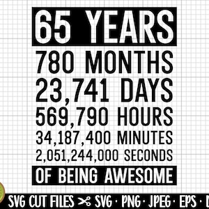 65th birthday svg 65 years old svg 65th birthday png