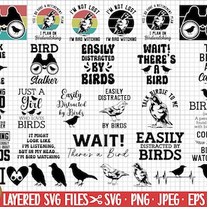 observação de pássaros svg png eps dxf jpg pacote arquivo de corte cricut observador de pássaros