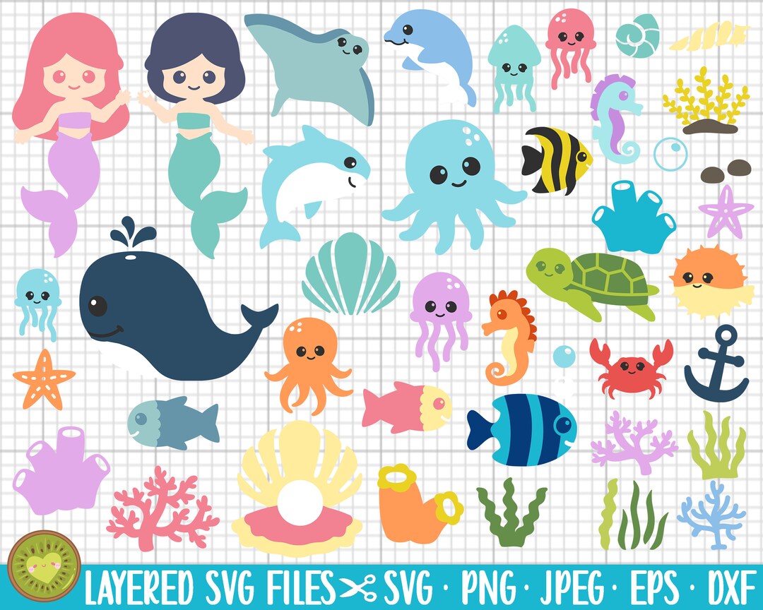 Under the Sea Svg Bundle for Cricut, Under the Sea Png Bundle, Mermaid
