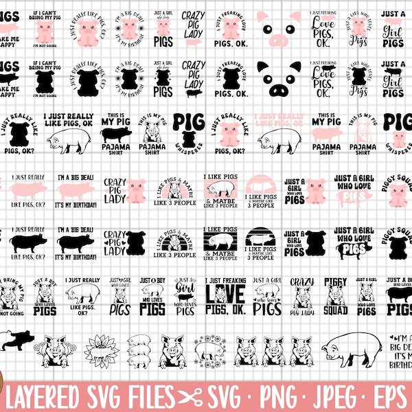 pig svg bundle pig png bundle pig svg cut files cricut pig clipart pig vector pig eps dxf jpeg jpg free commercial use