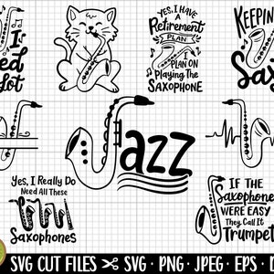 saxophone svg bundle saxophone png bundle saxophone player svg png bundle commercial use cricut