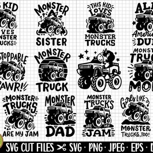 Monstertruck Schneidedatei Cricut Bundle Monstertruck Png Bundle sblimination Monstertruck Shirt Designs eps dxf jpeg Vektor Clipart