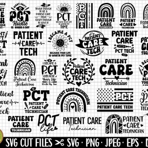 patient care tech svg png bundle pct svg png bundle cricut cut file bundle