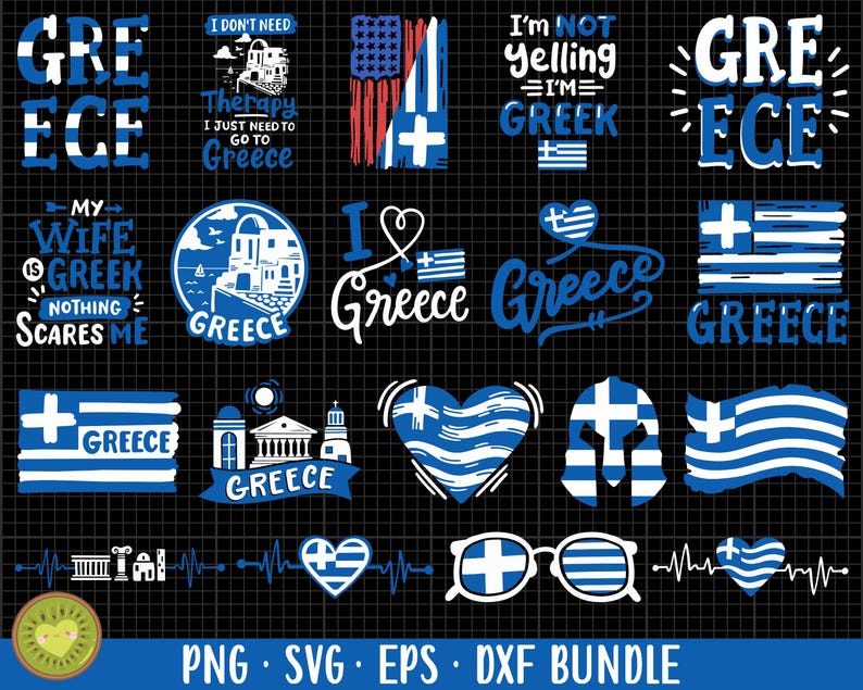 Grekland png Grekland svg Grekland png bunt sublimering kommersiell användning Grekland eps dxf Cricut klippfil t-shirt design bild 1