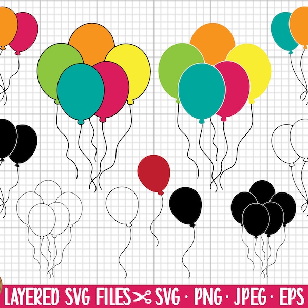 balloon svg bundle for cricut balloon cut files balloon png balloon eps dxf jpeg jpg commercial use