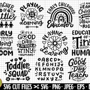 éducation de la petite enfance ensemble png svg cricut éducation de la petite enfance ensemble de conception de chemise usage commercial