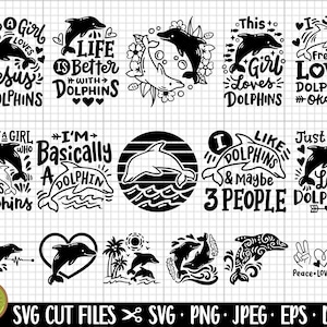 Delfin svg png paket delphin schnitt datei Cricut