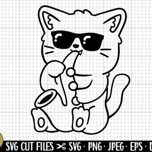 katze mit saxofon svg png Katze spielt Saxophon svg png