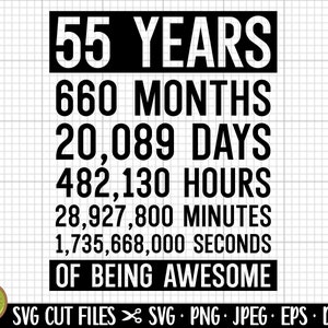 55e verjaardag svg 55 jaar svg 55e verjaardag png