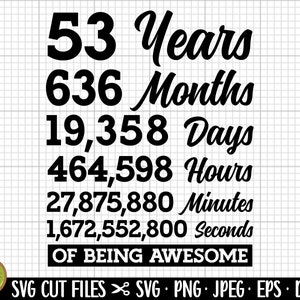 53rd birthday svg 53 years old svg 53rd birthday png