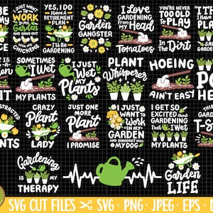 jardinería svg paquete cricut camisa archivos cortados jardinería png paquete jardinero plantas de jardín divertido diseño paquete vector libre uso comercial