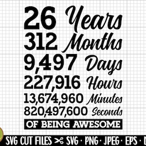 26th birthday svg 26 years old svg 26th birthday png