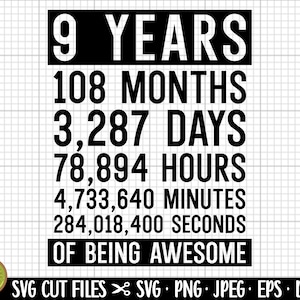 9th birthday svg 9 years old svg 9th birthday png
