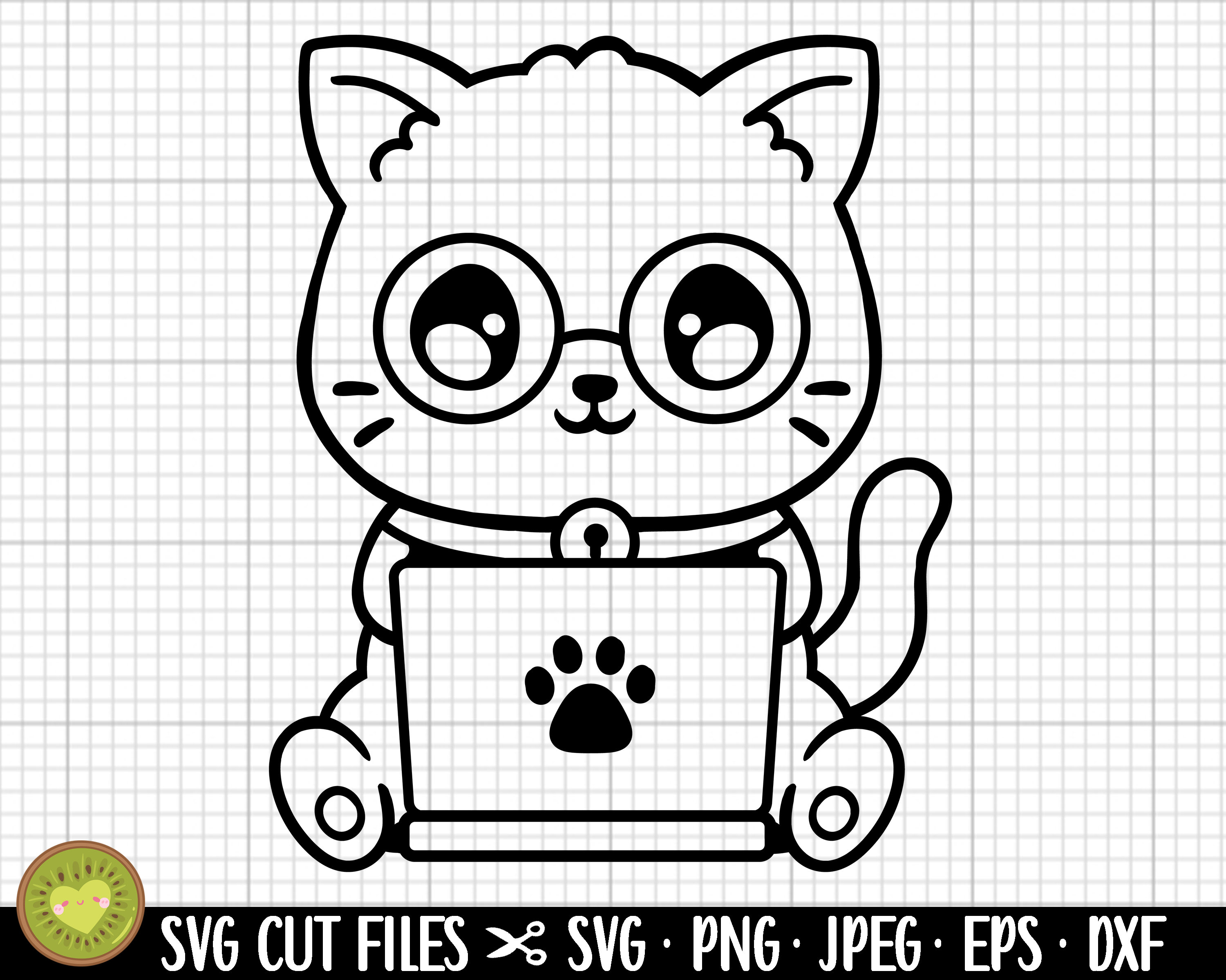 Cat With Laptop Svg Png Cat With Notebook Svg Png Clipart Commercial ...