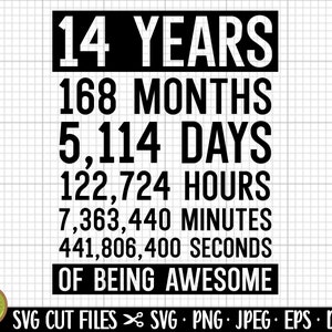 14th Birthday Svg 14 Years Old Svg 14th Birthday Png - Etsy