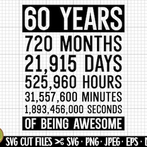 60th birthday svg 60 years old svg 60th birthday png