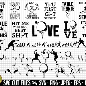 Tennisschläger svg bund Cricut geschnitten tischtennis Png bund frei kommerzielle Nutzung eps dxf jpg jpeg Vektor Clipart Silhouette