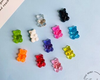 11pcs/set Colorful Gummy Bear Fridge Magnets, Cute Bear Candy Refrigerator Magnets, Resin Message Magnet, Notice Board Magnet, Birthday Gift