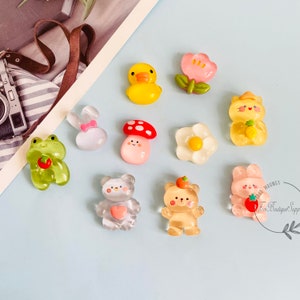 10pcs/set Mini Cute Cartoon Fridge Magnet, Funny Animals Flowers Refrigerator Magnet, Handmade DIY Resin Magnets, Message Magnet, Home Decor