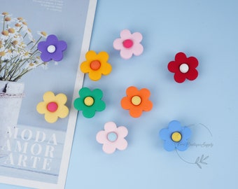 9pcs/set Colorful Matte Flower Fridge Magnets, Cute Floral Refrigerator Magnets, Resin Flower Magnet Set, School Supplies, Housewarming Gift