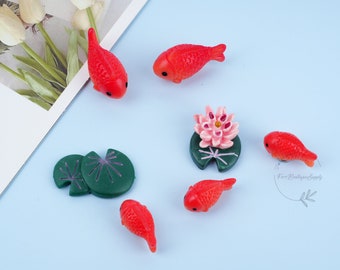 1 lot d'aimants de réfrigérateur carpe de bassin de lotus, aimants de réfrigérateur animaux miniatures de simulation 3D, aimant créatif. Décoration unique pour la cuisine/la maison