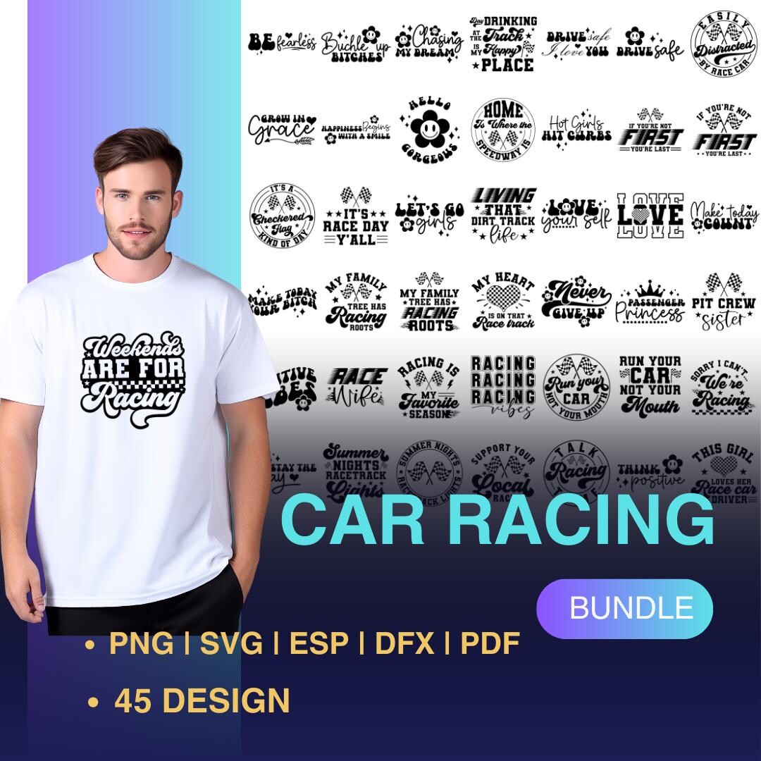 Car Racing Bundle: 45 Designs, SVG, PNG, PDF (digital Download) - Etsy