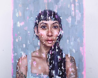 Ritratto originale ad olio di Alex Garant / Glitch / Pittura figurativa contemporanea / Ritratto d'arte / Opera d'artista