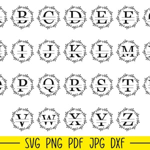 Lettres de monogramme floral svg, lettres monogrammes svg, monogramme svg, monogramme divisé svg, alphabet monogramme svg, alphabet monogramme svg, police monogramme svg
