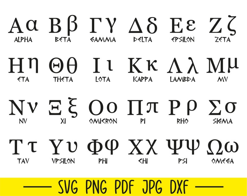 Greek Alphabet Svg, Greek Alphabet Cut Files, Greek Svg, Greek Svg ...
