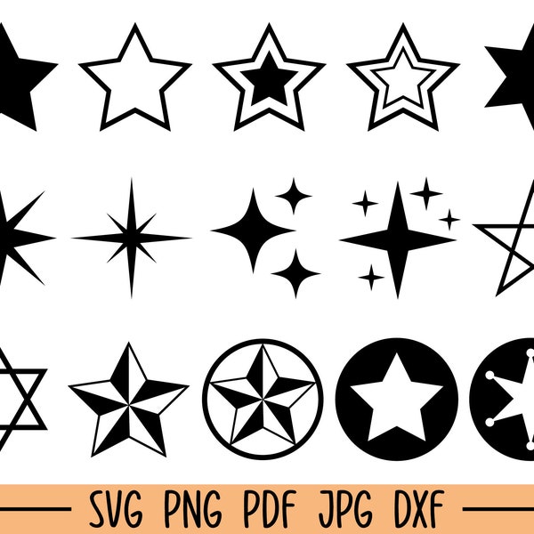 Star Svg Bundle, Star Svg File, Star Cut File, Sparkle Svg, Sparkle Cut Files