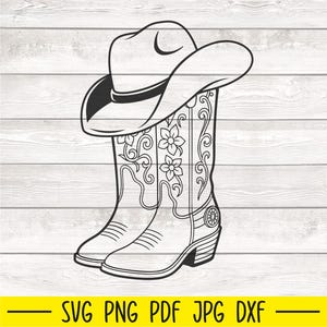 Cowboy Boots Svg, Cowgirl Boots Svg, Cowboy Hat Svg, Cowboy Silhouette, Country Boots Svg, Cowboy Cut File, Western Svg, Cowgilr Svg