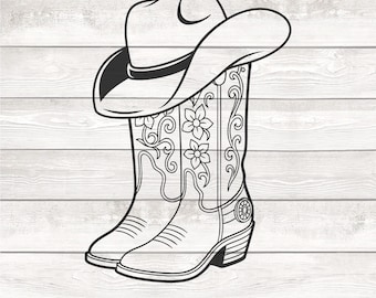 Cowboy Boots Svg, Cowgirl Boots Svg, Cowboy Hat Svg, Cowboy Silhouette, Country Boots Svg, Cowboy Cut File, Western Svg, Cowgilr Svg