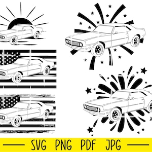 Muscle Car, Classic Car Svg, Muscle Car Svg, Car Clipart, Car,  Grunge Flag Svg, Car Svg, Classic Car, Automobile Svg, Vintage Car Svg