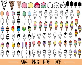 100 archivos SVG de helado, archivos de corte de helado, SVG de verano, clipart de helado, helado, paquete SVG de helado, archivos de helado