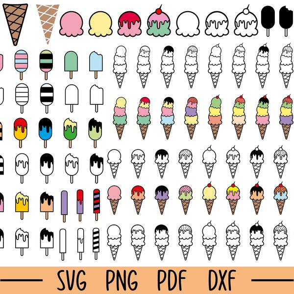 100 Ice Cream Svg Files, Ice Cream Cut Files, Summer Svg, Ice Cream Clipart, Ice Cream, Ice Cream Svg Bundle, Ice Cream Files